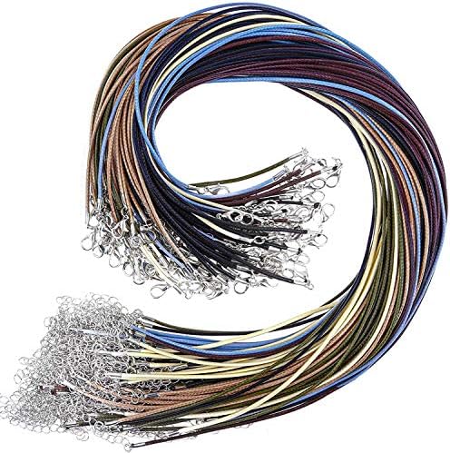 Necklace Cord, Selizo 100pcs Necklace String, Waxed Cotton Necklace Cord with Clasp Bulk for Jewelry Bracelet Making, Beads, Pendants, Charms by selizo