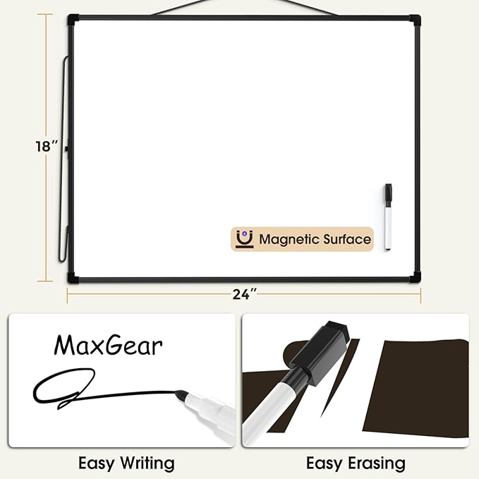 MaxGear White Board for Wall 24" x 18", Double Sided Dry Erase Board, Magnetic - Image 4