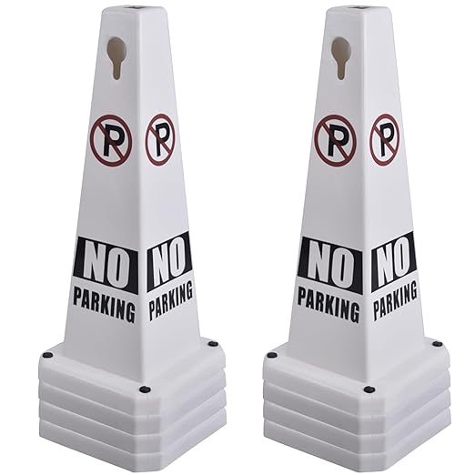 OrangeStar 8-Pack No Parking Cones, 4-Sided Message Safety Traffic Cones by OrangeStar