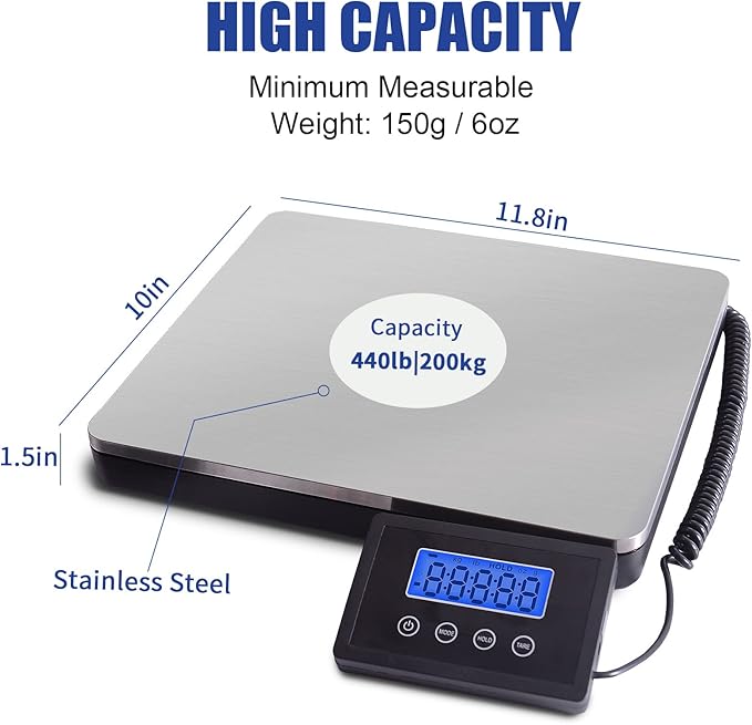 Fuzion Shipping Scale for Packages Small Business - 440lb x 0.1lb Digital - Image 2
