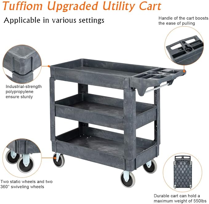 TUFFIOM Plastic Service Utility Cart - Image 5