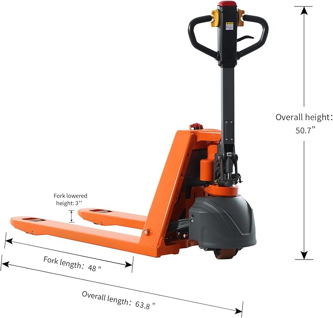 Full Electric Pallet Jack 3300Lbs Capacity, Lithium Powered Pallet Truck 48" - Image 2