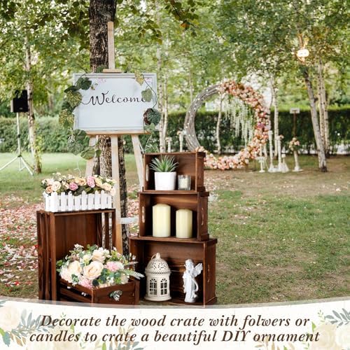 CroBlissful 5 Pack Wooden Crates for Display Rustic Nesting Crates, Brown - Image 7