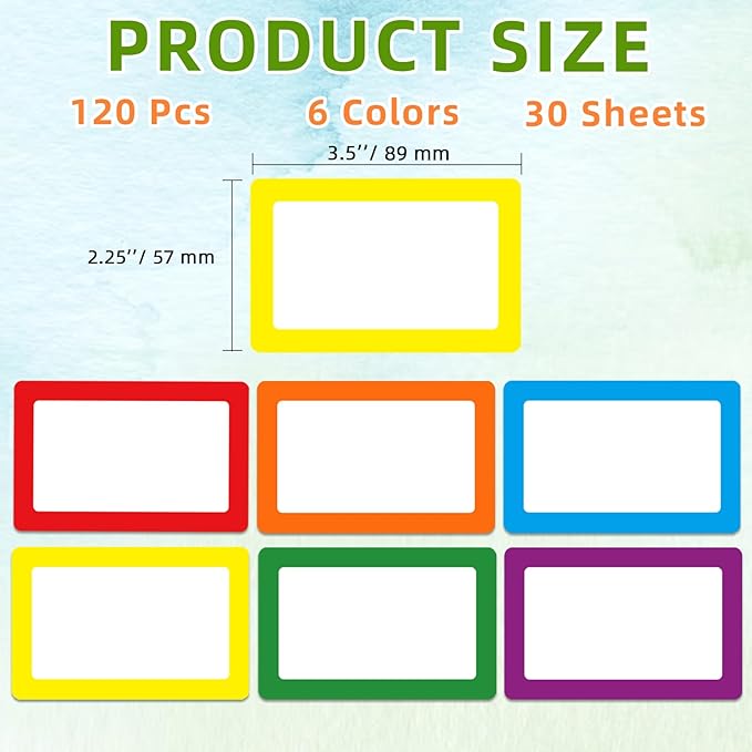 Removable Name Tags, 3 1/2" x 2 1/4", 6 Colors 120 Waterproof Name Badges - Image 2
