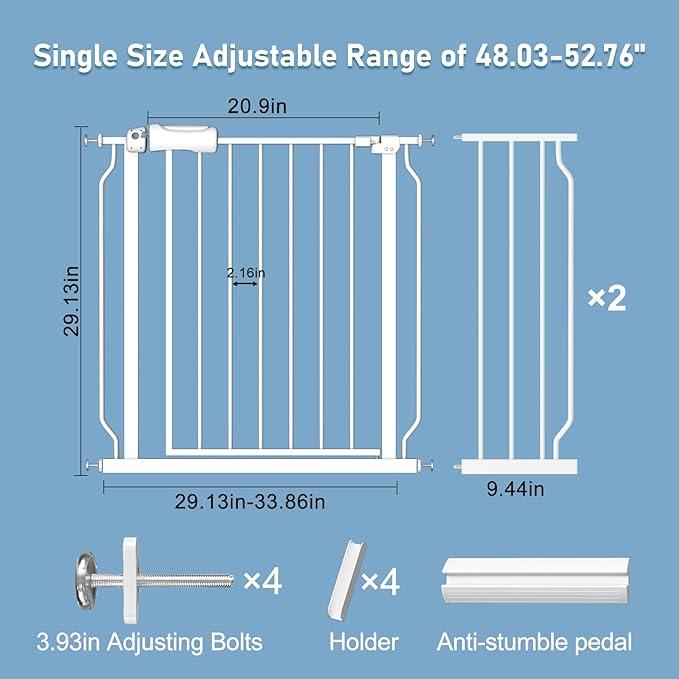 ALLAIBB Extra Wide Pressure Mount Baby Gate Auto Close White Metal Child Dog - Image 6