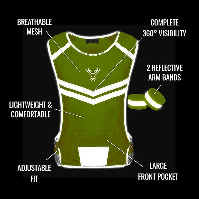 Running Reflective Vest, Inside Pocket & 2 Bands, High Visibility Reflective - Image 4