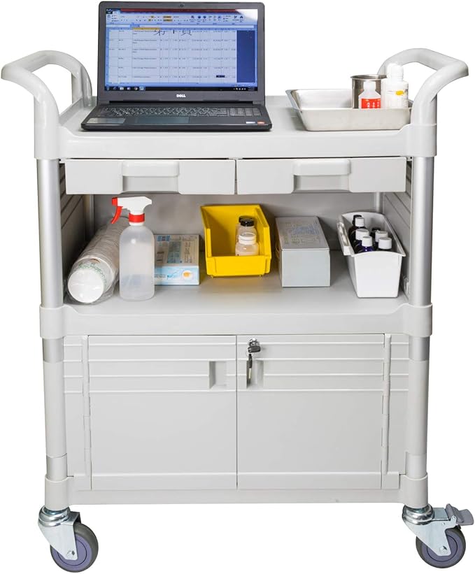JaboEquip, Larger 3 Shelf Heavy Duty Lockable Hospital cart Medical cart - Image 7