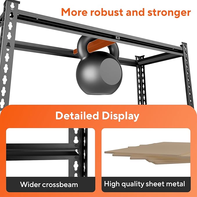5 Tier Garage Shelving, Adjustable Heavy Duty Garage Shelves, Metal Storage - Image 3