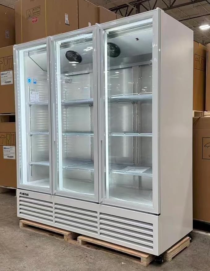 71” Wide Commercial Beverage Refrigerator Display Fridge, Three Glass Door - Image 4