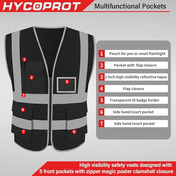 HYCOPROT High Visibility Mesh Safety Reflective Vest - Image 2