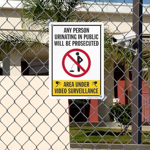 SmartSign 14 x 10 inch “Any Person Urinating In Public Will Be Prosecuted - Area Under Video Surveillance” Metal Sign, 40 mil Laminated Rustproof Aluminum, Multicolor - Image 4