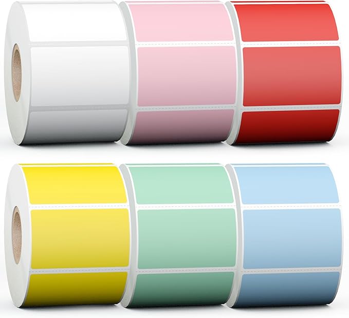 Misofuki 2.25x1.25 6000 Labels 6-Color Assorted Rectangular Direct Thermal by Misofuki