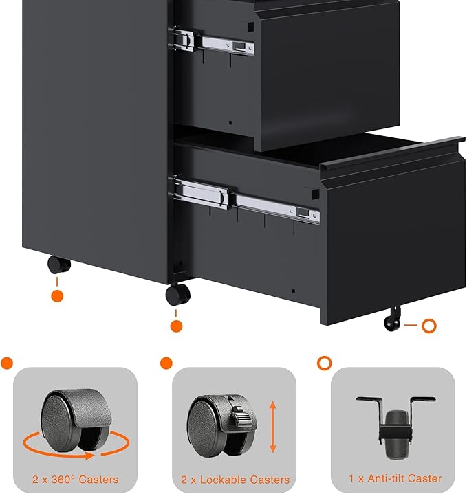 Aobabo 2 Drawer File Cabinet, Metal Filing Cabinet - Image 6