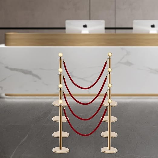 Gold Stanchions Posts, 8 Packs Stanchions Set Crowd Control Barriers - Image 3
