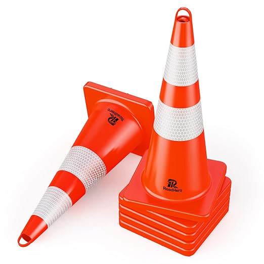 RoadHero 6 Pack Traffic Cones 28 Inch Safety Cones by RoadHeroUS