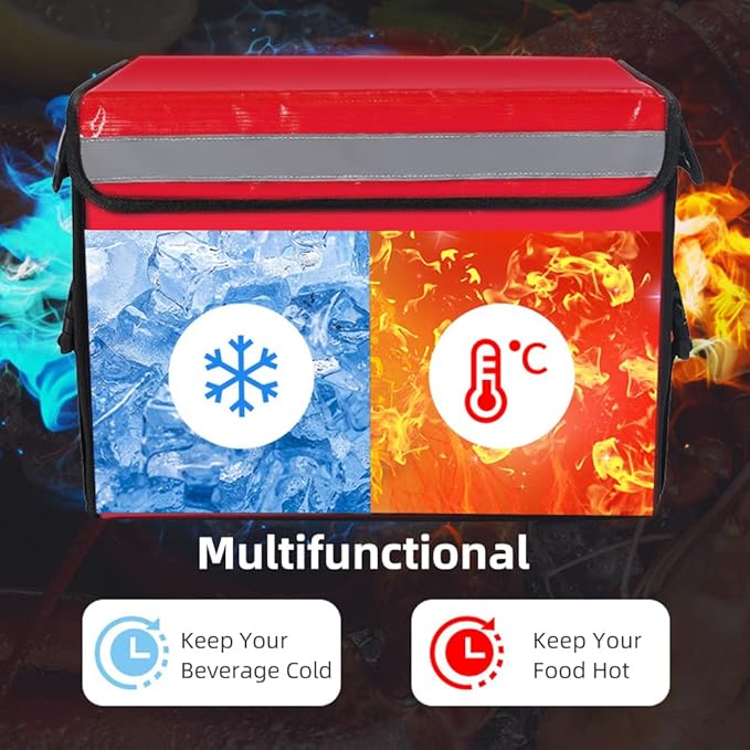 Red Insulated Bags For Food Delivery XL - Image 2