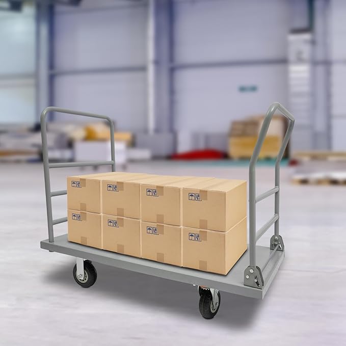 Platform Truck Cart, U Boat Cart, 48x24in 2000lbs Heavy Duty Push Dolly - Image 5