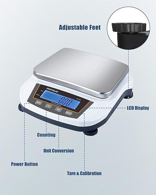 GOYOJO Digital Analytical Balance and Lab Scale, 5000g Capacity, 0.01g Precision - Image 8