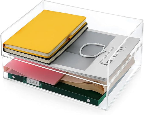 2 Pack Stackable Acrylic Paper Organizer Tray Clear Desk Letter Tray by Unknown