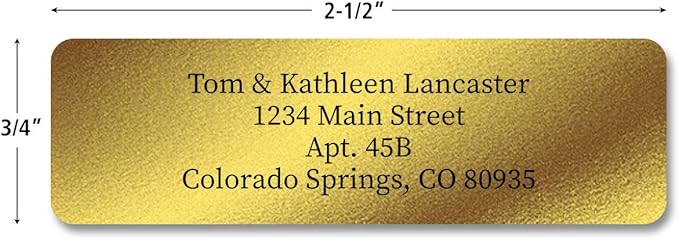 Personalized Return Address Labels, Roll of 500 Gold Foil Self-Adhesive Labels - Image 2