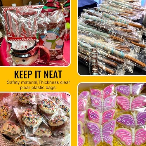 Self‑adhesive 200pcs 4X10 inch Clear Cellophane Bags Gift Wrap Treat Bags - Image 4