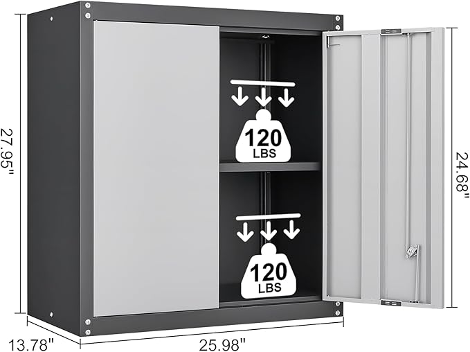 GREATMEET 28" H Lockable Metal Garage Storage Cabinets, Metal Cabinet Storage - Image 3