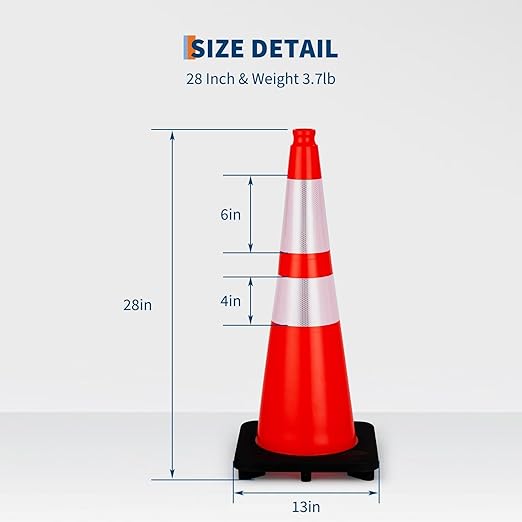 6 Pack Traffic Safety Cones 28 Inch, PVC Orange Safety Cones - Image 6
