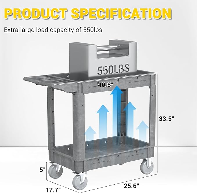 Heavy Duty Plastic Utility Cart - Image 3