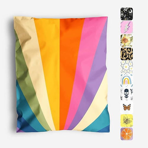 14x19 Poly Mailers – Retro Rainbow – Waterproof, Tear-Resistant Shipping Bags by PackageMint