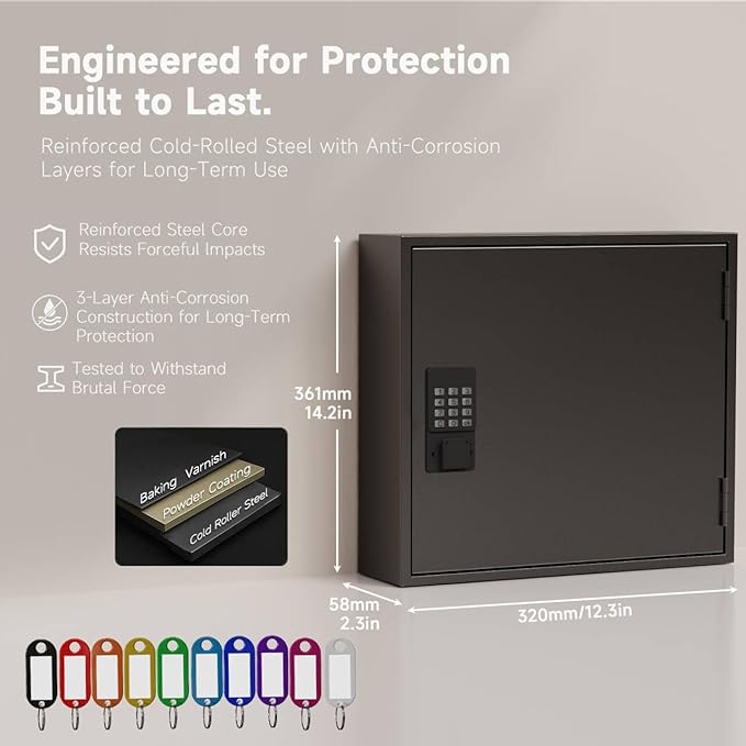 WeHere Smart Key Lock Box, Wall Mounted Key Cabinet - Image 2
