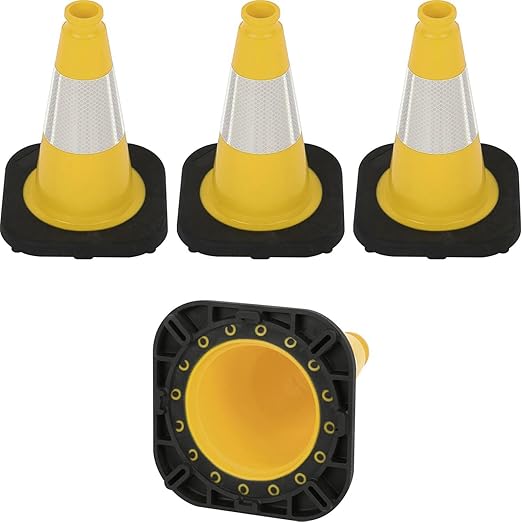 Fluorescent Orange/Green PVC Traffic Cones, Heavy Black Base Parking Lot Cone by OranLite