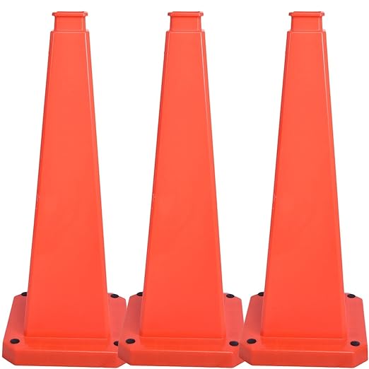 BESEA 3 Pack 28" Bright Orange Traffic Safety Cones by BeSea