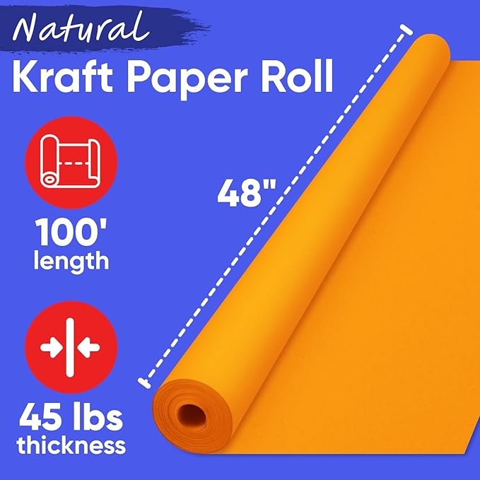 USA Made 48" x 1200" Orange Kraft Paper Roll, 45 lbs Thickness, American - Image 2