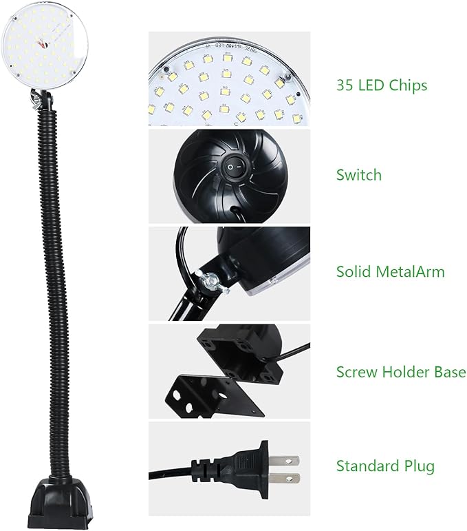 20W LED Work Light with Flexible Gooseneck, 2000 Lumens 6500K 110V US Plug - Image 4