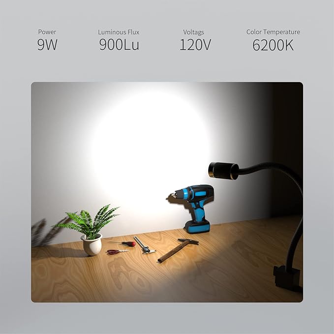 Magnetic Work LIght, 9W Led Flexible Gooseneck - Image 2