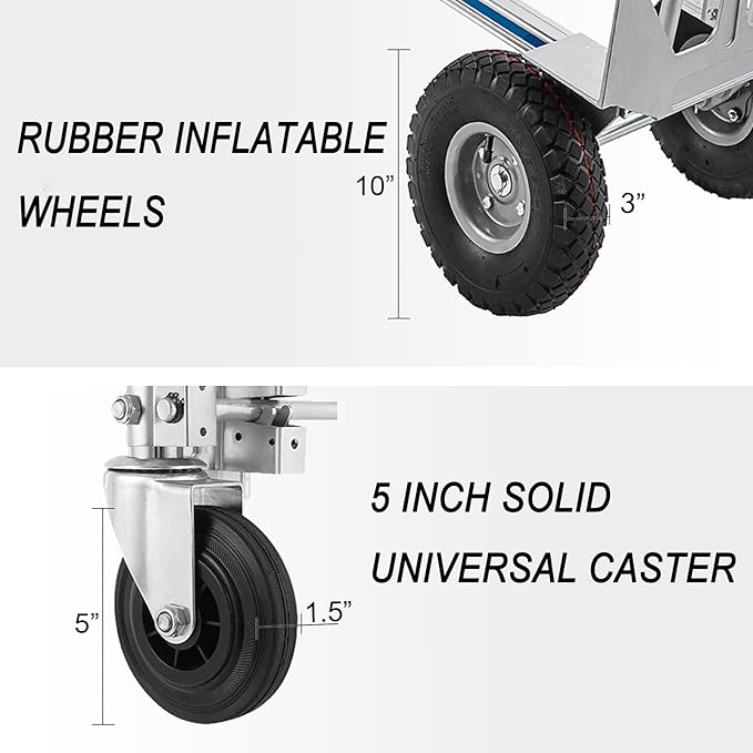 2 in 1 Hand Truck 800 LBS Weight Capacity Heavy Duty Convertible Hand Trucks - Image 5