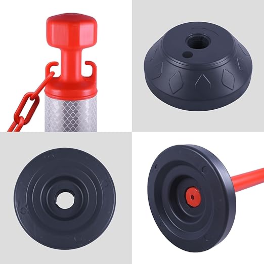 6 Pack 40" inch Work Zone Chain Post Set, Traffic Delineator Post Cones - Image 4
