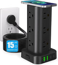 Power Strip Tower with Wireless Charger, Flat Plug Surge Protector Tower with by Unknown