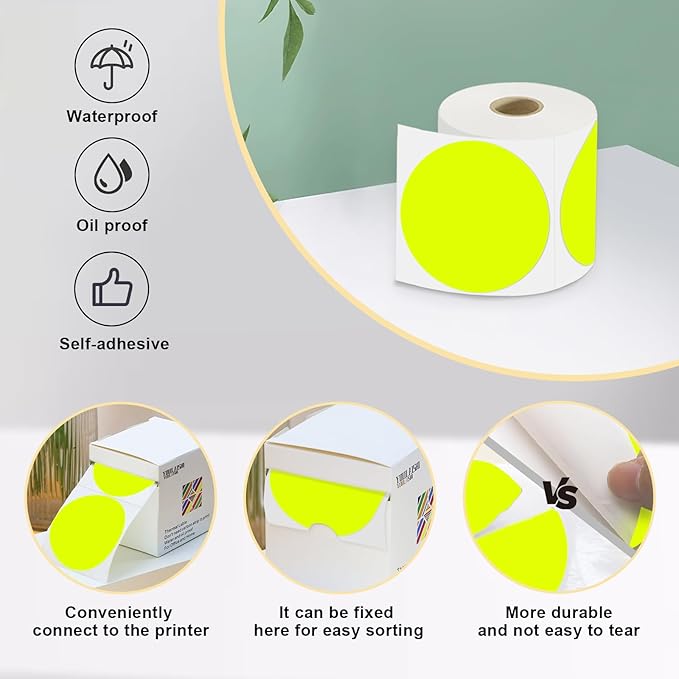 3 X 3 Inch Color Coding Dot Labels Circle Thermal Printable Waterproof 500 Pcs - Image 4