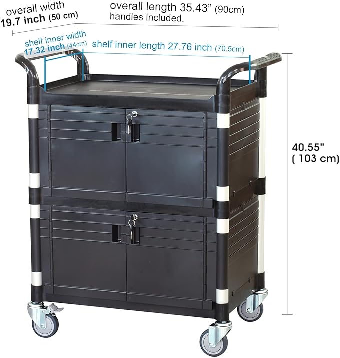 JaboEquip Commercial Heavy Duty Cabinet Rolling Medical Cart, Utility Cart - Image 6
