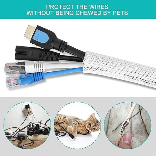 20ft - 1 inch White Cable Sleeve, Cable Organizer - Image 2