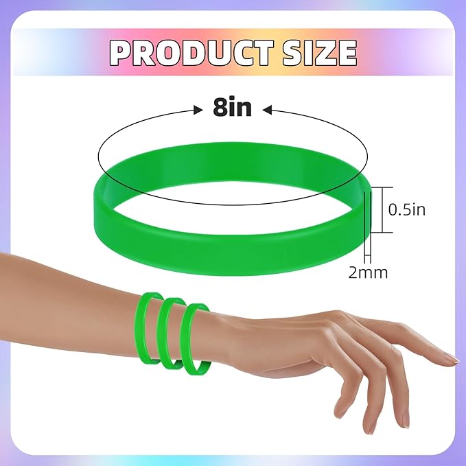 100pcs Rubber Wristbands, Blank Silicone Bracelets Gifts Supplies Rubber Wrist - Image 3
