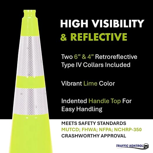 3 Pack 36" Inch Lime Traffic Safety Cones - Image 4