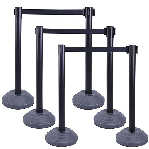 OangeStar 6 Packs Crowd Control Stanchions w/10ft Retractable Belt, Crowd by OrangeStar