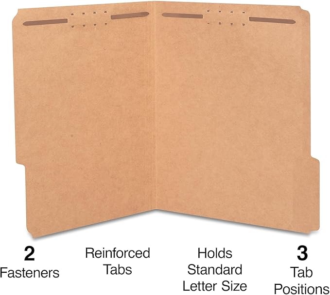 Staples Reinforced Fastener Folders Letter Size Kraft 50/Box - Image 2