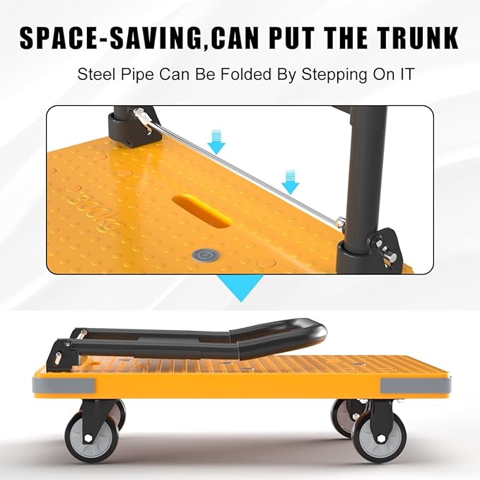 WUD Push Cart, Folding Mobile Platform Trolley, Thickened and Reinforced - Image 4