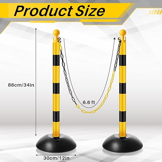 Amylove Plastic Stanchion Post Set, Traffic Warning Line Stanchion Crowd - Image 2
