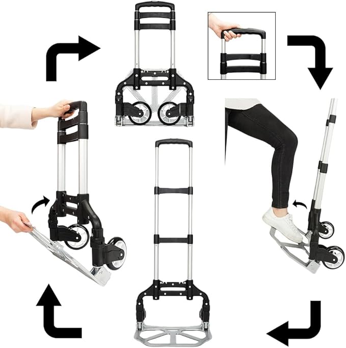 Folding Hand Truck Dolly, Aluminum Portable Foldable Dolly Cart, 200 lbs - Image 4