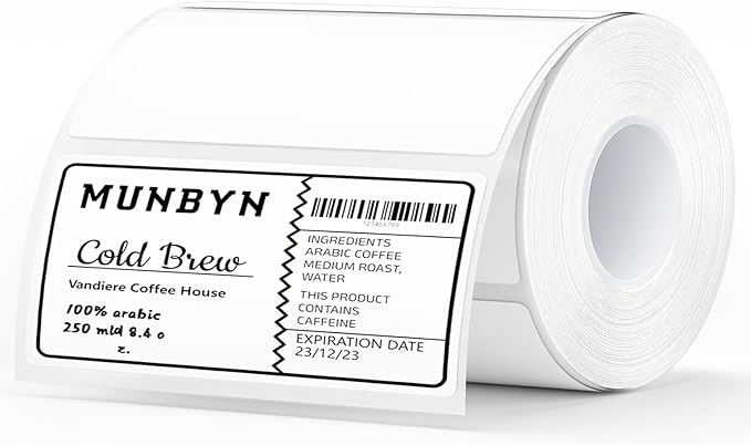 MUNBYN 4” X 2” Direct Thermal Labels, Thermal Printer Stickers, Strong Adhesive by MUNBYN