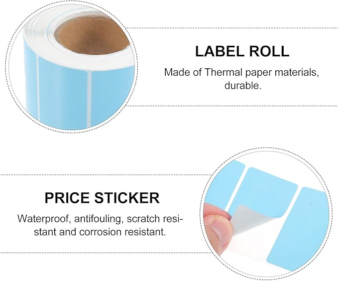 PartyKindom Self-Adhesive Thermal Label Roll Sky Blue Price Sticker - Image 3